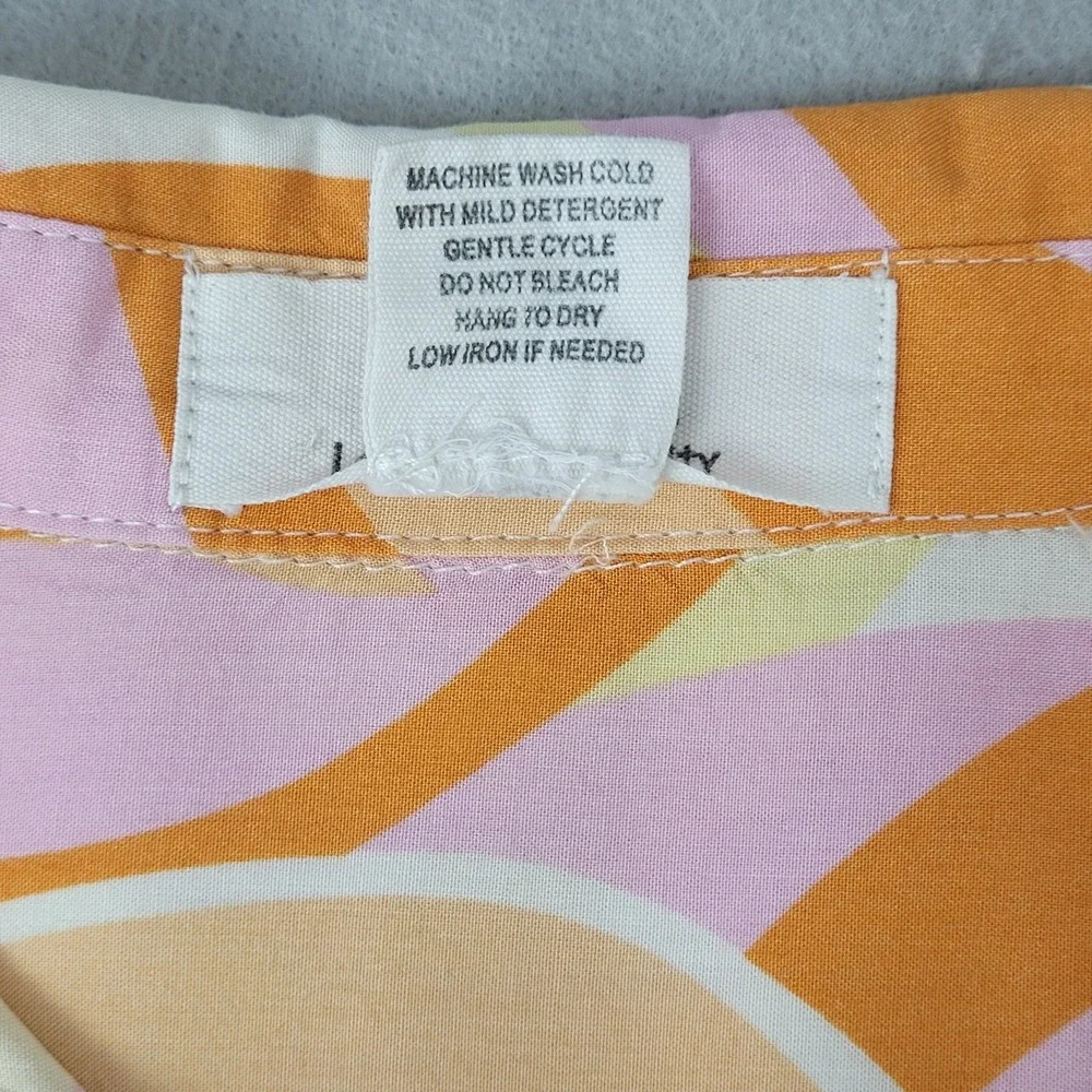 L.I.F.E. Shorts Set Retro Psychedelic Floral Orange Pink Rayon 2pc Medium